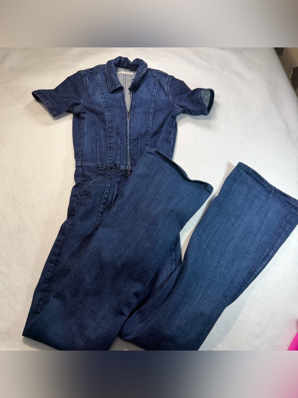 Free People We The Free Jayde Flare Denim Jumpsuit XS